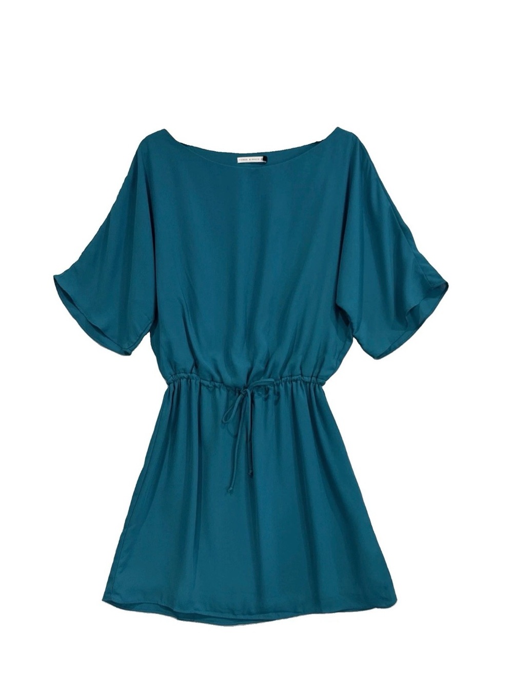 Three Eighty Two Teal Popover Lined Drawstring Mini Dress